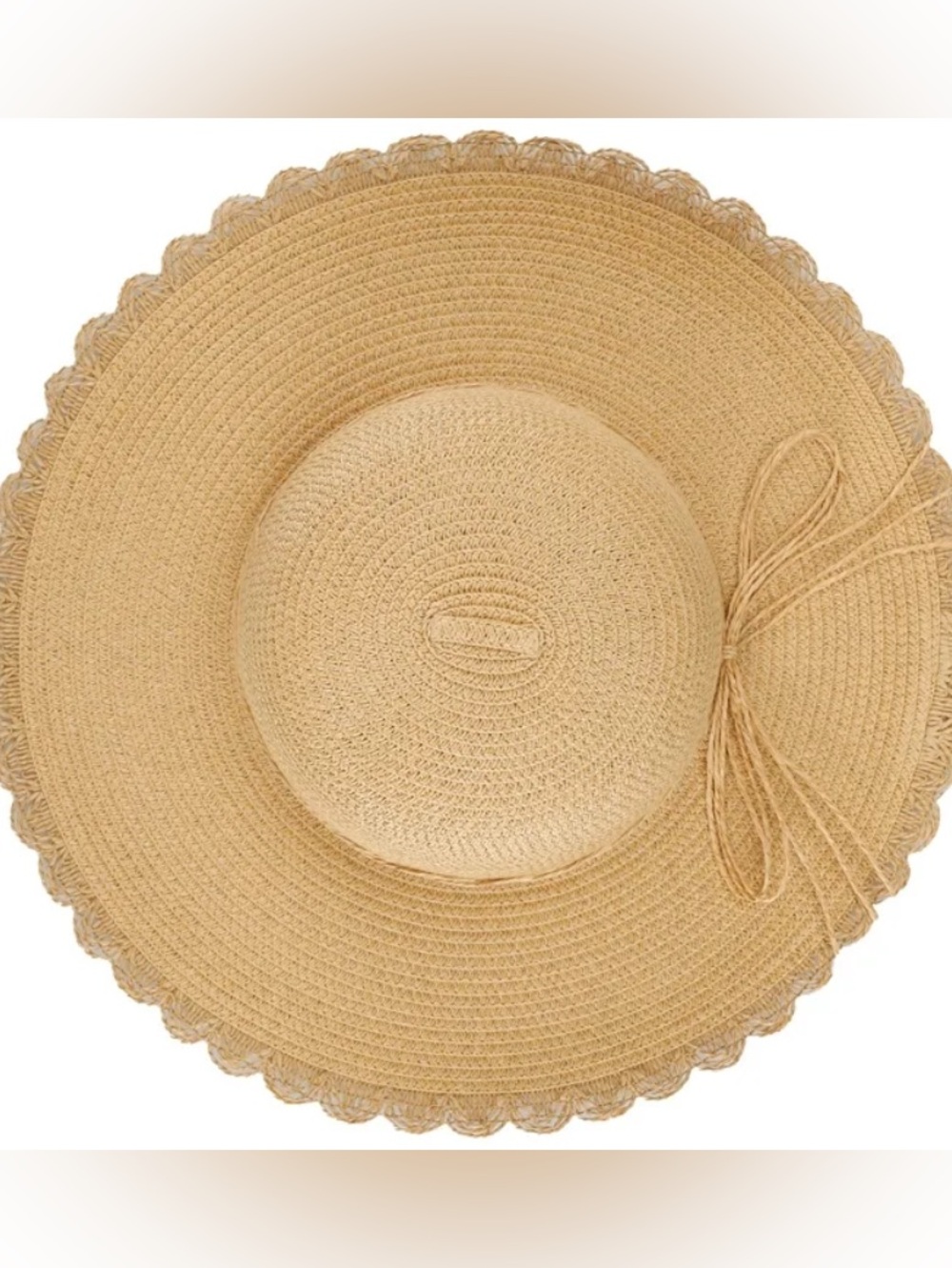 Jessica Simpson Scalloped Edge Wide Brim Straw Hat - UPF 50 UV Protection - Picture 4 of 9